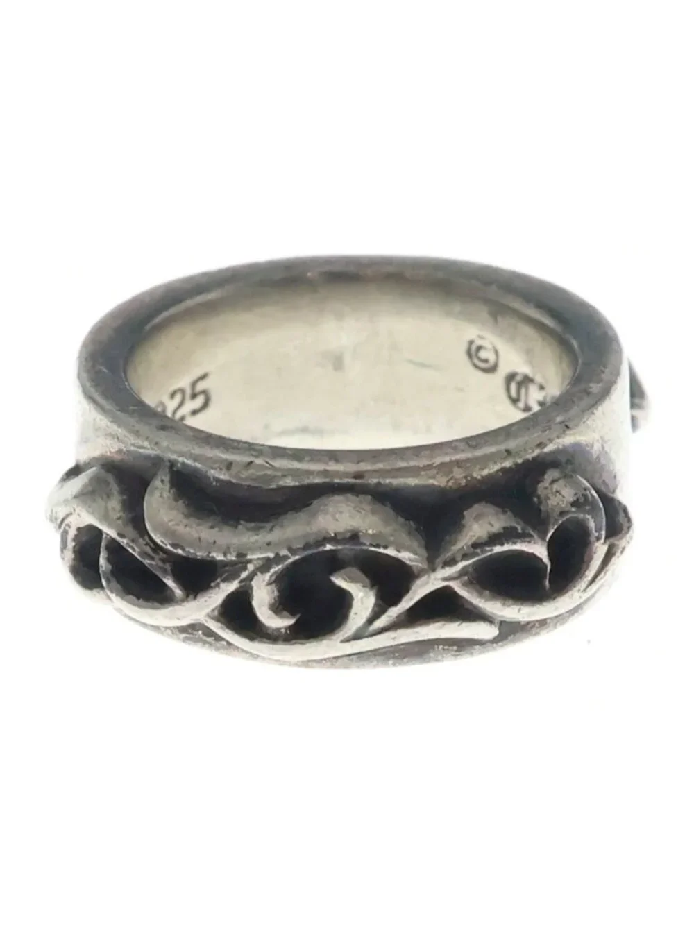 Chrome Hearts Dbl Narrow Vine Band Double Silver Ring